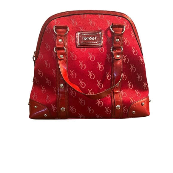 XOXO Red Patent Satchel Shoulder Bag – Monogram Studded Barbiecore Y2K Bling - Picture 1 of 10